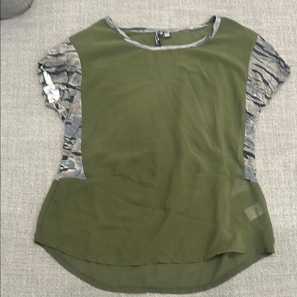 Olive Green Camouflage Sleeve Top